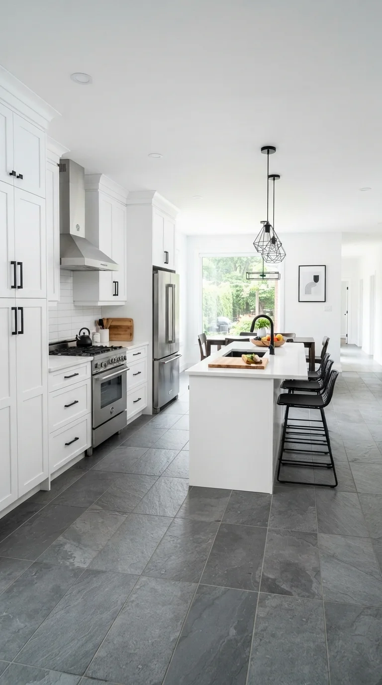 6. Gray Slate Flooring for Contrast