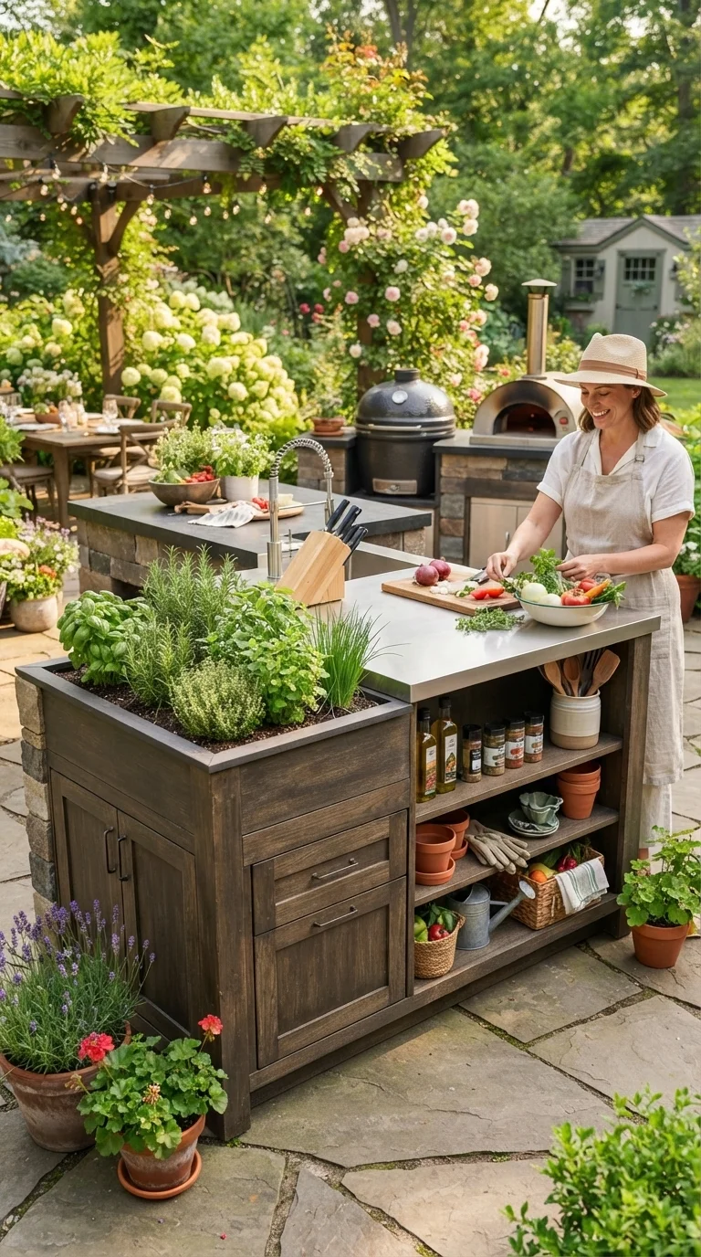 6. Integrated Herb Garden and Prep Station