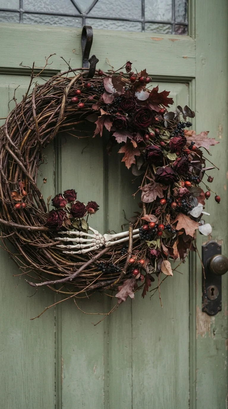 6. Rustic Twig and Skeleton Wreath