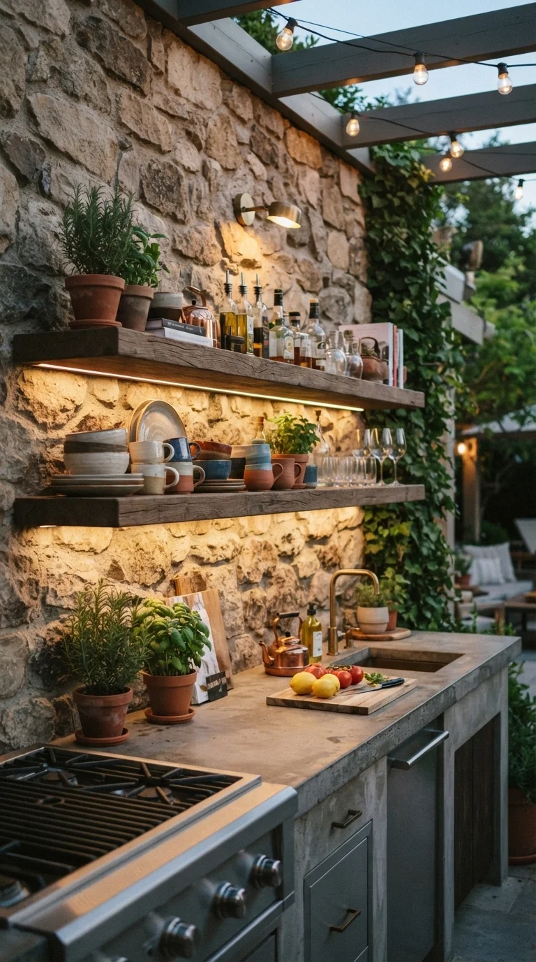 7. Floating Shelves and Open Storage
