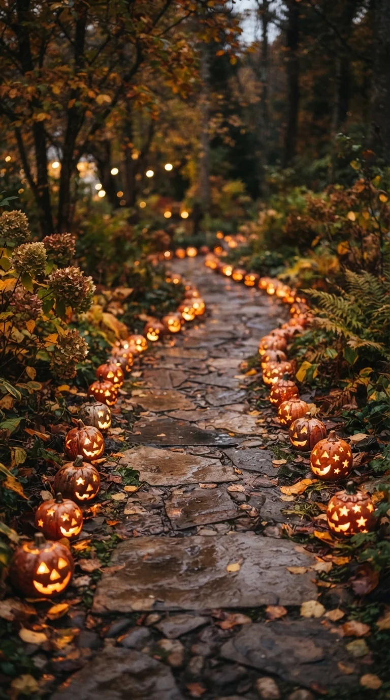 7. Glowing Jack-o'-Lantern Path Markers