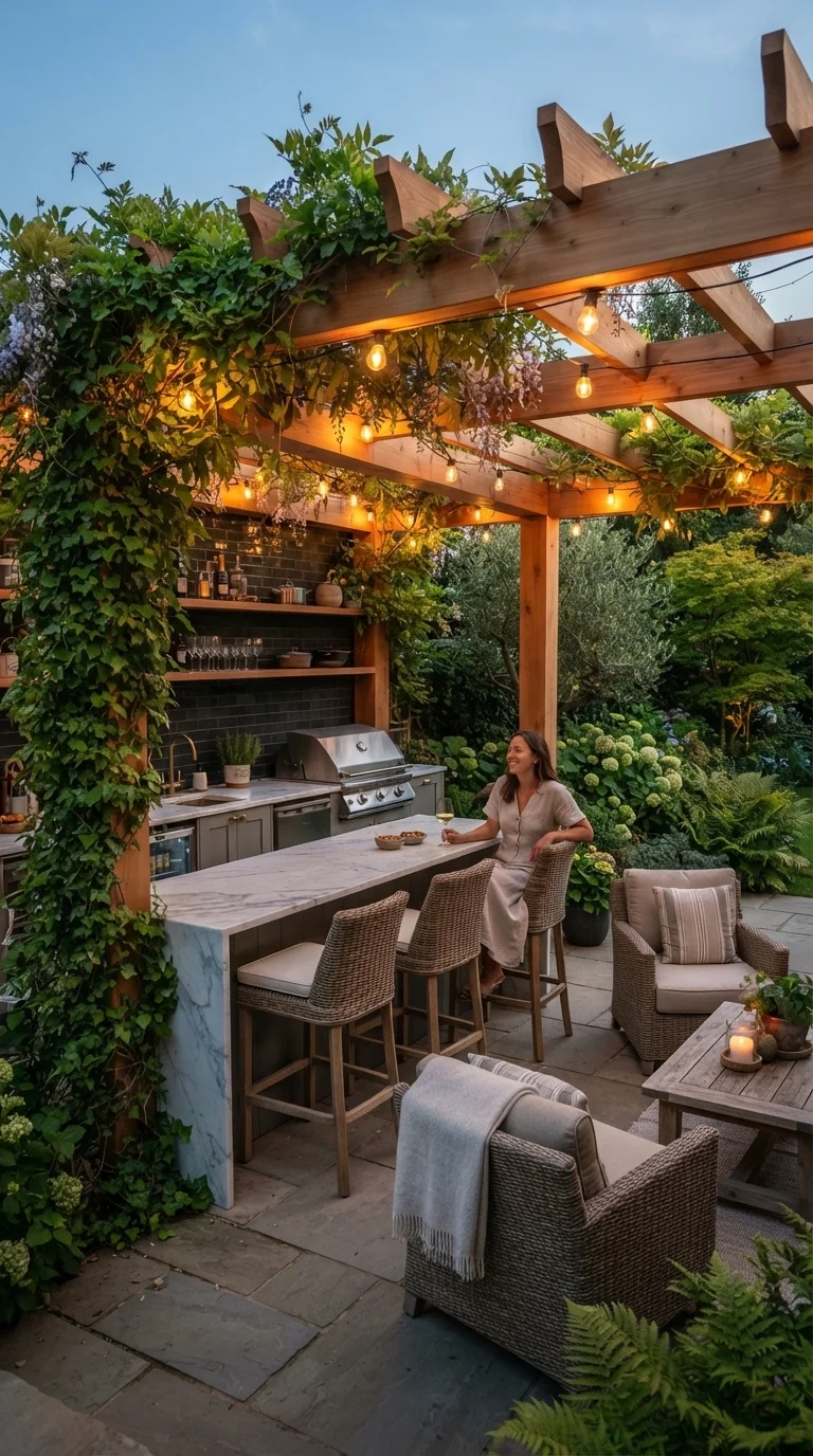 8. The Pergola-Covered Culinary Corner