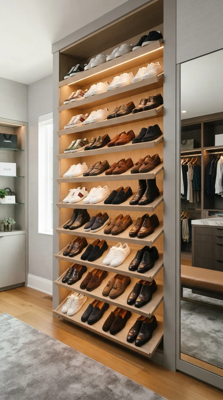 9. Shoe Shelving with Angled Displays