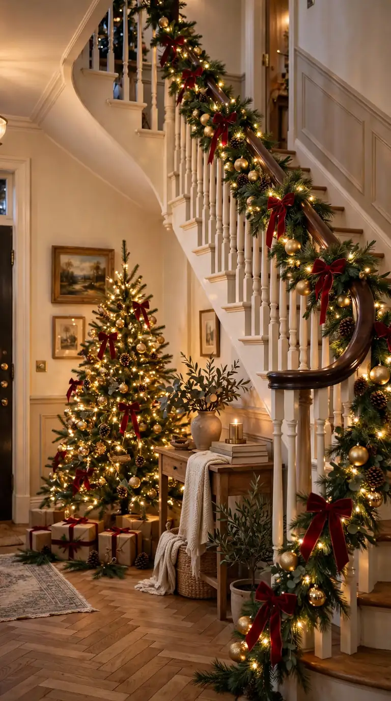 20 Christmas Staircase Decor Ideas That Look Like Magic