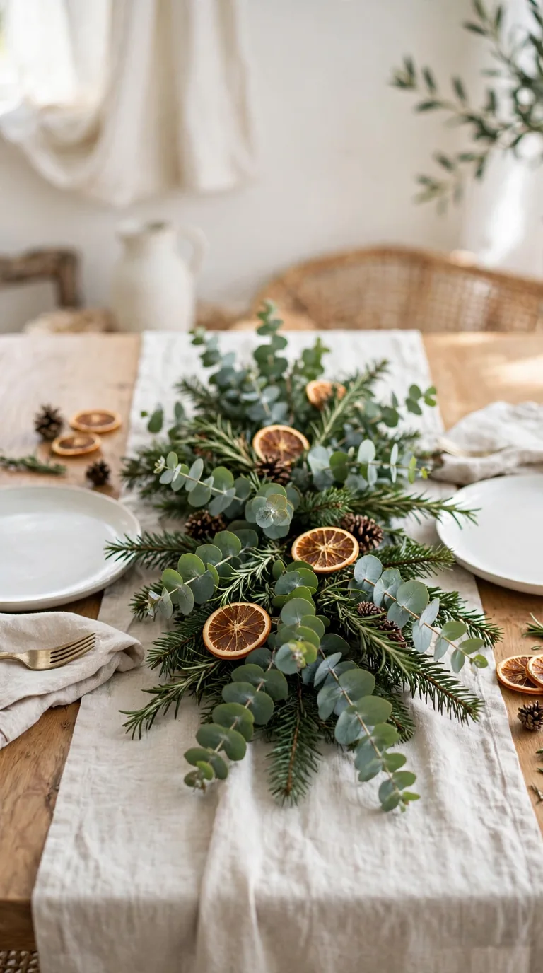 15 Christmas Dining Room Decor Ideas for Festive Gatherings Fresh christmas centrepiece of eucalyptus, dried orange slices and rosemary