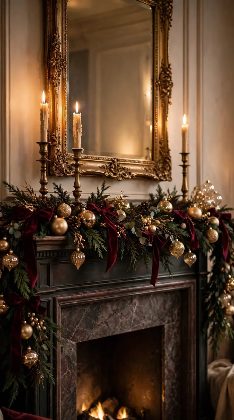 Small mantel christmas fireplace decor ideas