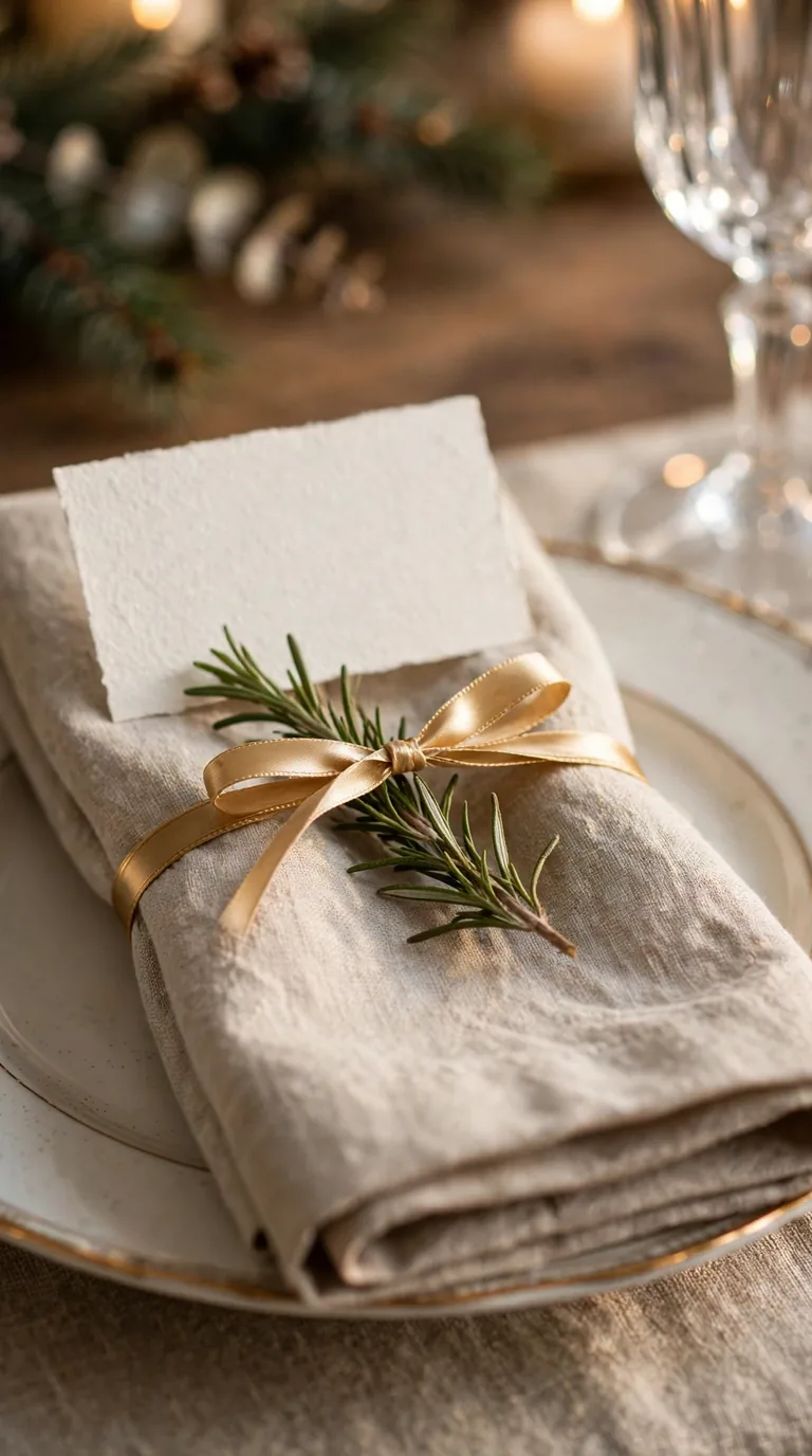 15 Christmas Dining Room Decor Ideas for Festive Gatherings Personalised Christmas place setting with name card and rosemary sprig